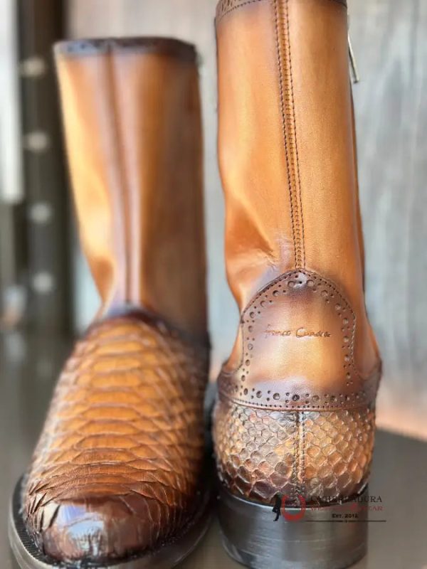 FRANCO CUADRA PYTHON MIEL ALMOND SHORT BOOT Hot on Sale