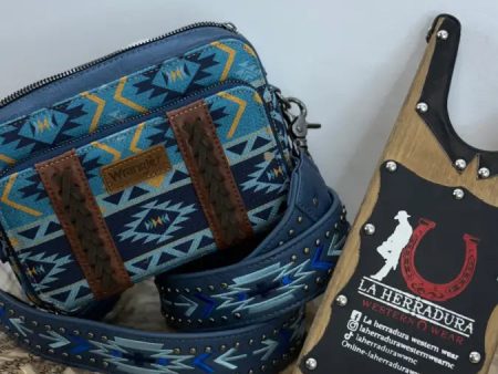 WRANGLER BLUE AZTEC CROSSBODY For Discount