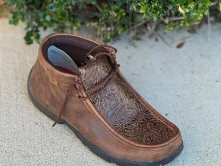 TWISTED X MENS DRIVING MOC BROWN HAND TOOLED PRINT CASUAL SHOE Hot on Sale