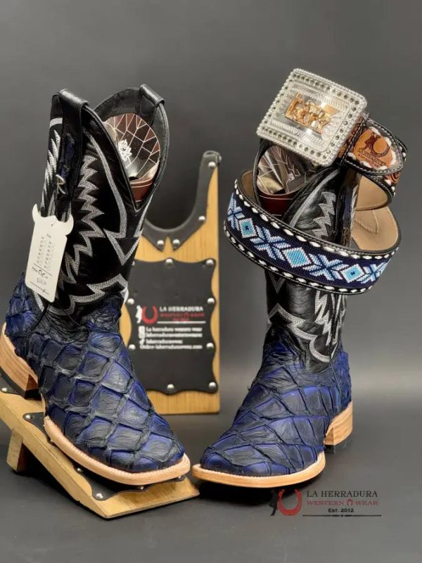 HERRADURA EXOTIC CAMEL BLACK ELECTRIC BLUE SOLAR FISH BOOTS Online Hot Sale