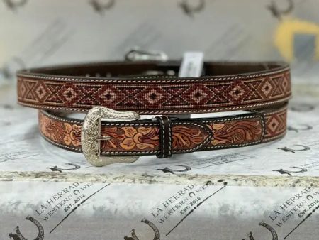 TWISTED X HAND TOOLED BROWN BEADED BELT Online Sale