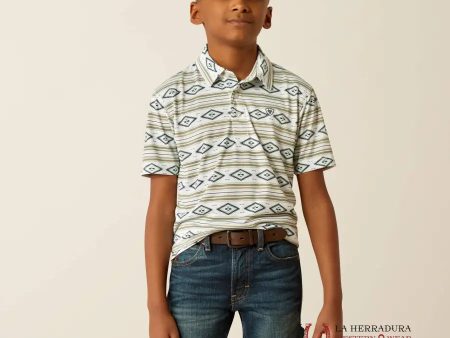 ARIAT ALL OVER PRINT SHORT SLEEVE POLO WHITE SERAPE - 5424 Online