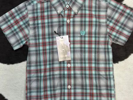 CINCH BOYS PLAID RED SHORT SLEEVE For Sale