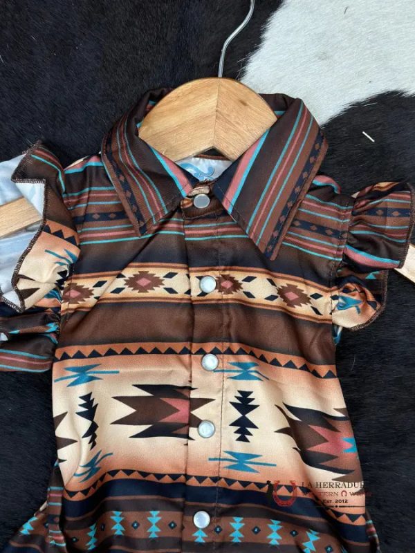 SHEA BABY AZTEC BROWN SNAP DRESS Discount