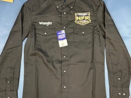 Wrangler Men’s Long Sleeve Black Shirt NFR Logo - 5395 For Cheap