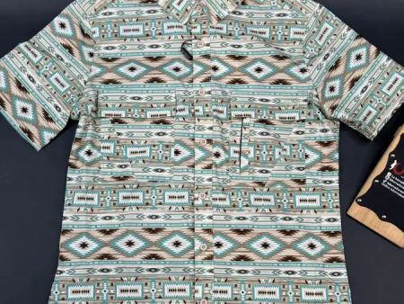 PLATINI BEIGE TEAL AZTEC SHORT SLEEVE SHIRT Discount