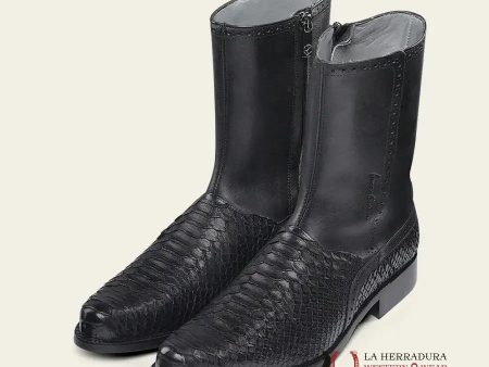 FRANCO CUADRA PYTHON TERNERA INCA BLACK SHORT BOOT For Discount