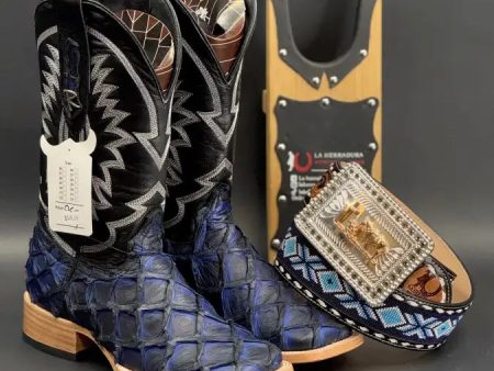 HERRADURA EXOTIC CAMEL BLACK ELECTRIC BLUE SOLAR FISH BOOTS Online Hot Sale