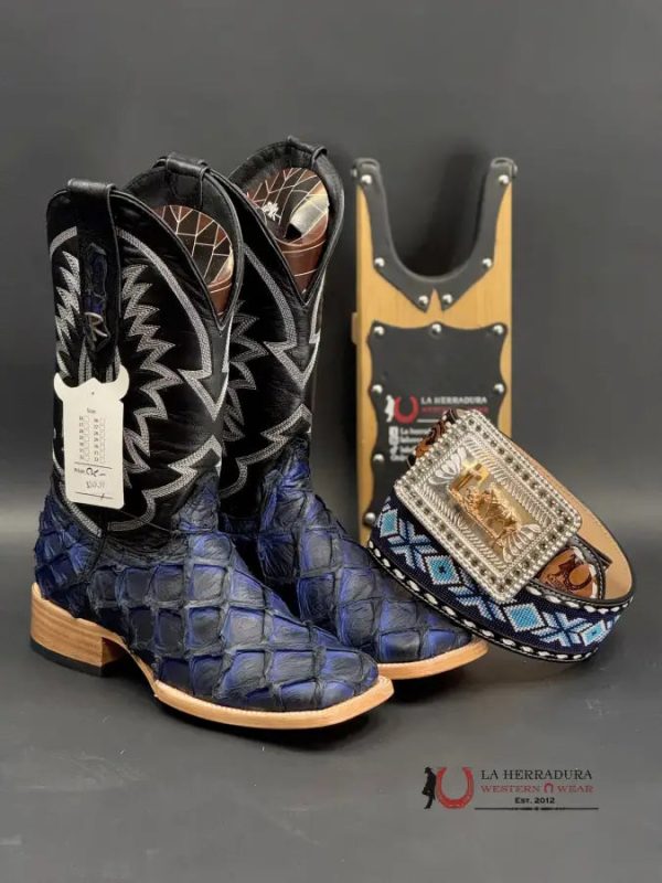 HERRADURA EXOTIC CAMEL BLACK ELECTRIC BLUE SOLAR FISH BOOTS Online Hot Sale