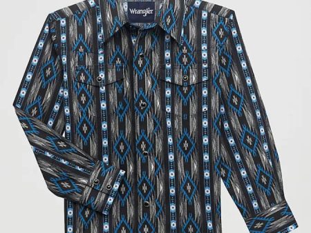 WRANGLER BOYS BLACK BLUE CHECOTAH LONG SLEEVE Discount