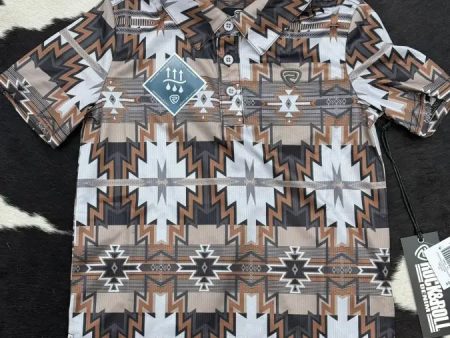 ROCK&ROLL BOYS CHARCOAL PRINTED AZTEC POLO Cheap