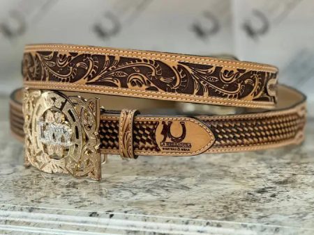 LA HERRADURA LIGHT HANDTOOLED BELT Online now