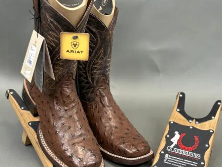 MENS ARIAT MOCHA FULL QUILL OSTRICH DUSTED WHEAT For Sale