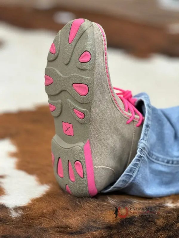 TWISTED X WOMENS DRIVING MOC DUSTY TAN NEON PINK CASUAL SHOE Hot on Sale