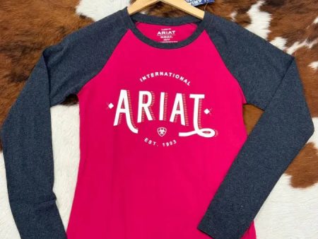 ARIAT WOMEN REAL LOOP BASEBALL LONG SLEEVE T-SHIRT For Sale