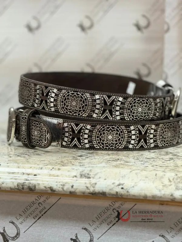 BLACK & SILVER GREEK 2IN BELT For Discount