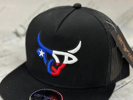 LOST CALF TEXAS COLOR LOGO BLACK CAP on Sale