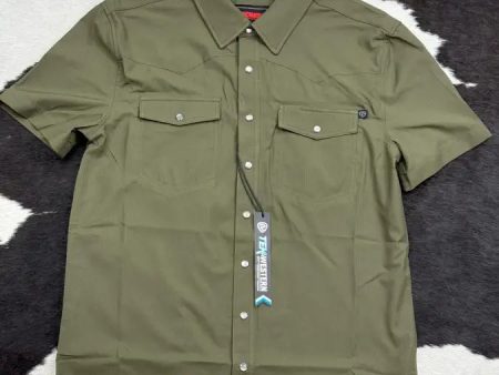 ROCK&ROLL OLIVE TEK SOLID RIPSTOP SNAP SHIRT SLEEVE Online now