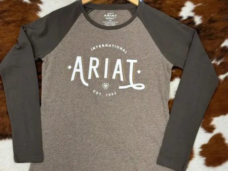 ARIAT WOMENS REAL LOOP HEATHER BANYAN BARK LONG SLEEVE T-SHIRT Fashion