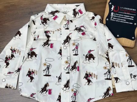 WRANGLER WHITE WITH COWBOY PRINTS For Sale