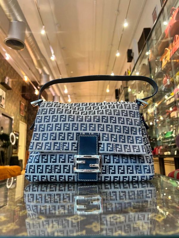 Fendi FF Mamma Baguette Navy For Sale