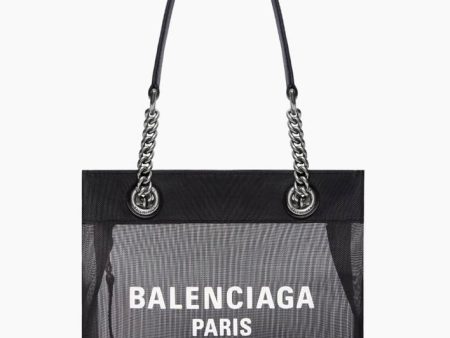 Balenciaga Black Mesh Leather Medium Duty Free Tote w  Pouch on Sale