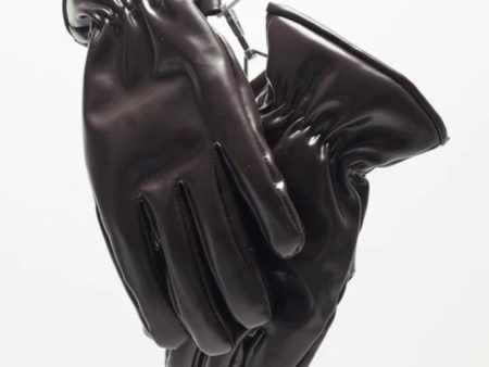 Bottega Brown Faux Leather Gloves (Women s) For Sale