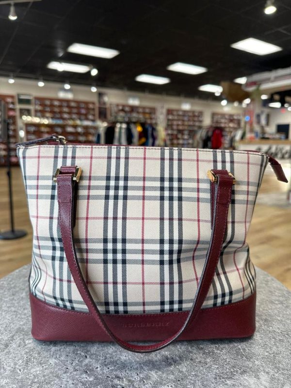 Burberry Nova Check Beige Bordeaux Canvas Supply