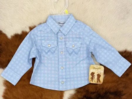 WRANGLER PLAID BABY BLUE PRINT LONG SLEEVE Discount