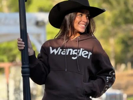 WRANGLER HOODIE FOR WOMEN BROWN W  AZTEC SLEEVE For Cheap