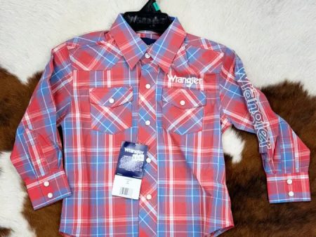 WRANGLER PLAID BLUE RED PEARL SNAP LONG SLEEVE Online Sale