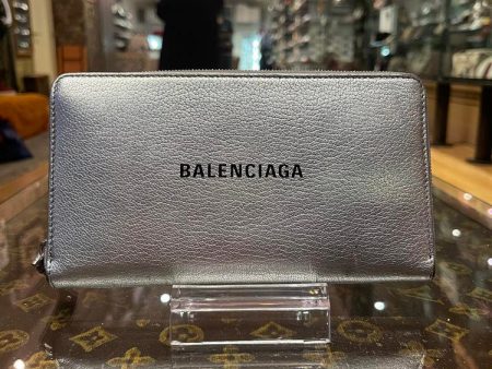 Balenciaga Long Wallet Silver Discount