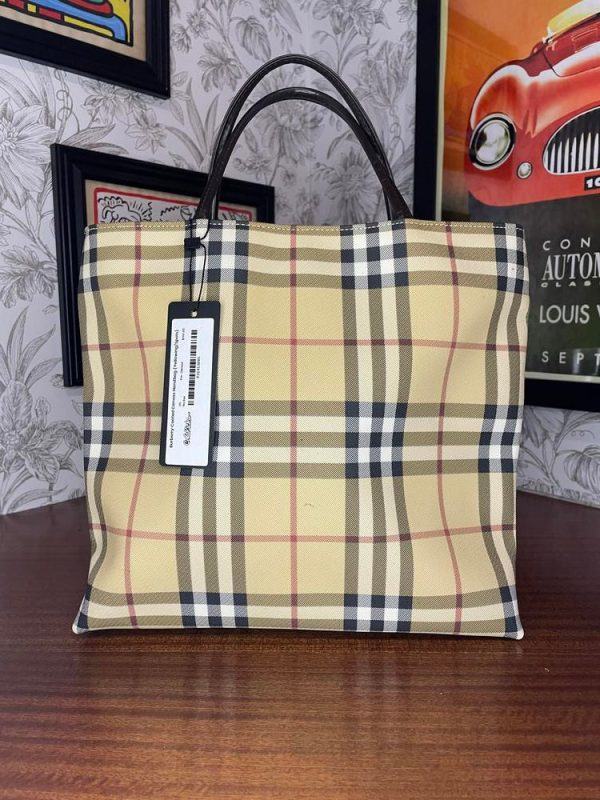 Burberry Coated Canvas Handbag (Yellowing Spots) Supply