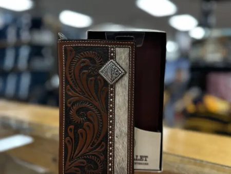 3D RODEO WALLET GENUINE TOP GRAIN LEATHER BROWN & HAIR Fashion