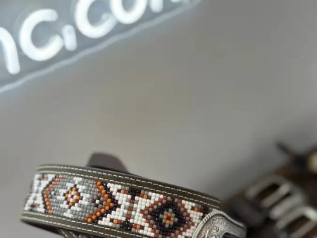 3D WHITE & ORANGE AZTEC GEM BELT Hot on Sale