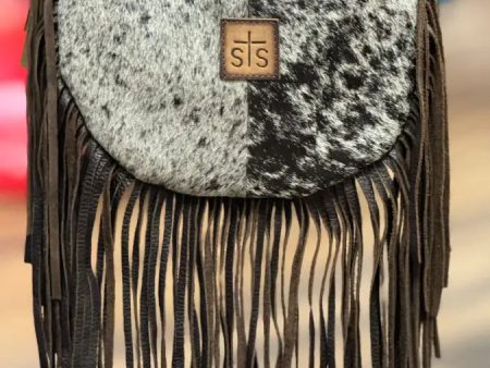 STS RANCHWEAR COWHIDE BLACK & WHITE NELLIE FRINGE BAG Online