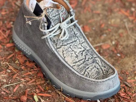 TWISTED X MENS CHUKKA DRIVING MOC GREY & GREY ELEPHANT CASUAL SHOES on Sale