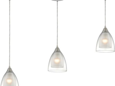 Layers 3 Light Pendant In Satin Nickel and Clear Glass Hot on Sale