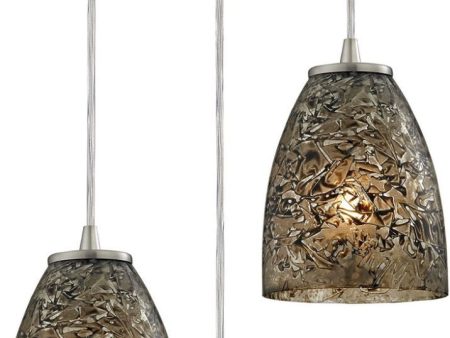 Fissure 3 Light Pendant In Satin Nickel and Smoke Glass Hot on Sale