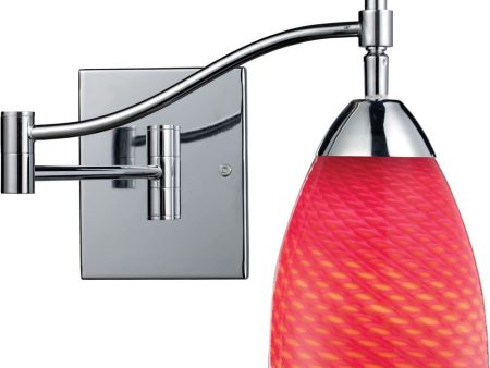 Celina 1 Light Swingarm Sconce In Polished Chrome and Scarlet Red Glass Online