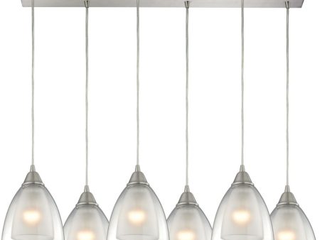 Layers 6 Light Pendant In Satin Nickel and Clear Glass Online Sale