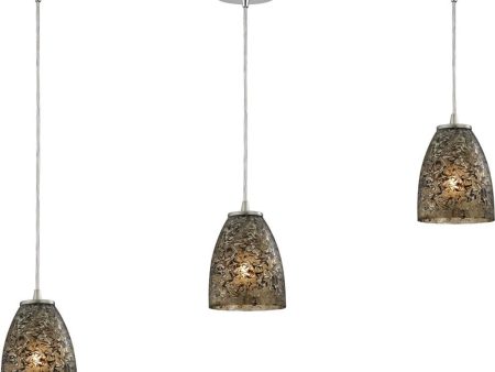 Fissure 3 Light Pendant In Satin Nickel and Smoke Glass Online Sale