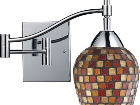 Celina 1 Light Swingarm Sconce In Polished Chrome and Multi Fusion Glass For Discount