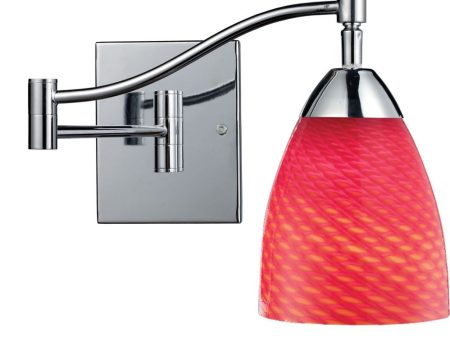 Celina 1 Light Led Swingarm Sconce In Polished Chrome and Scarlet Red Glass Discount