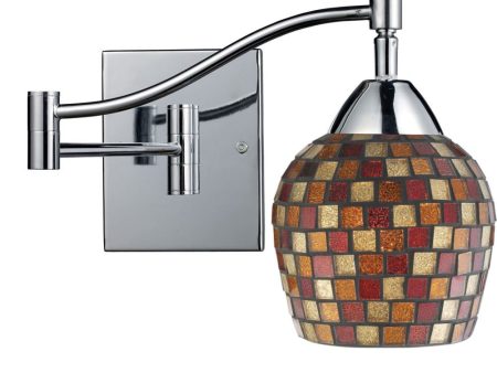 Celina 1 Light Led Swingarm Sconce In Polished Chrome and Multi Fusion Glass Cheap