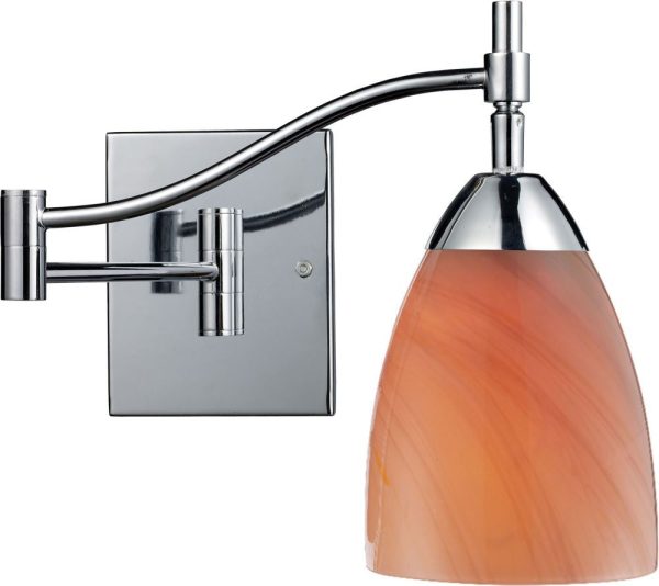 Celina 1 Light Swingarm Sconce In Polished Chrome and Sandy Glass Fashion