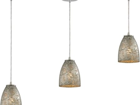 Fissure 3 Light Pendant In Satin Nickel and Silver Glass For Cheap